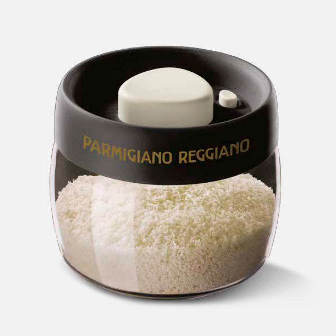 Porte-fromage en verre avec système sous vide Parmigiano Reggiano : élégant présentoir à fromage