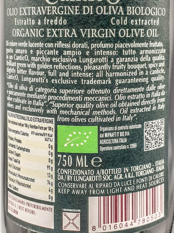 Cantico Huile d'Olive Extra Vierge 'L'expression de l'Ombrie' Biologique Biologique